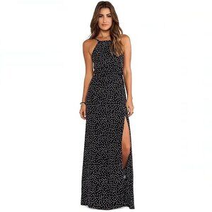 Stone Cold Fox Mija Gown Maxi Dress in Black Silk with Confetti Print Sz 2 M/L